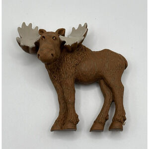 Moose Artisan Fridge Magnet by Clay Critters Jewel Eye Brown Handmade USA